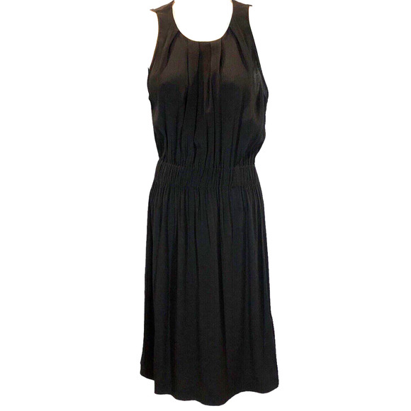 Kate Spade New York Black Pleated Midi Dress Sz 6 | Bow Back | Classic Cocktail - Picture 1 of 13